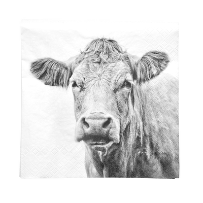 Servilletas de Papel con Animales de Granja Blanco y Negro